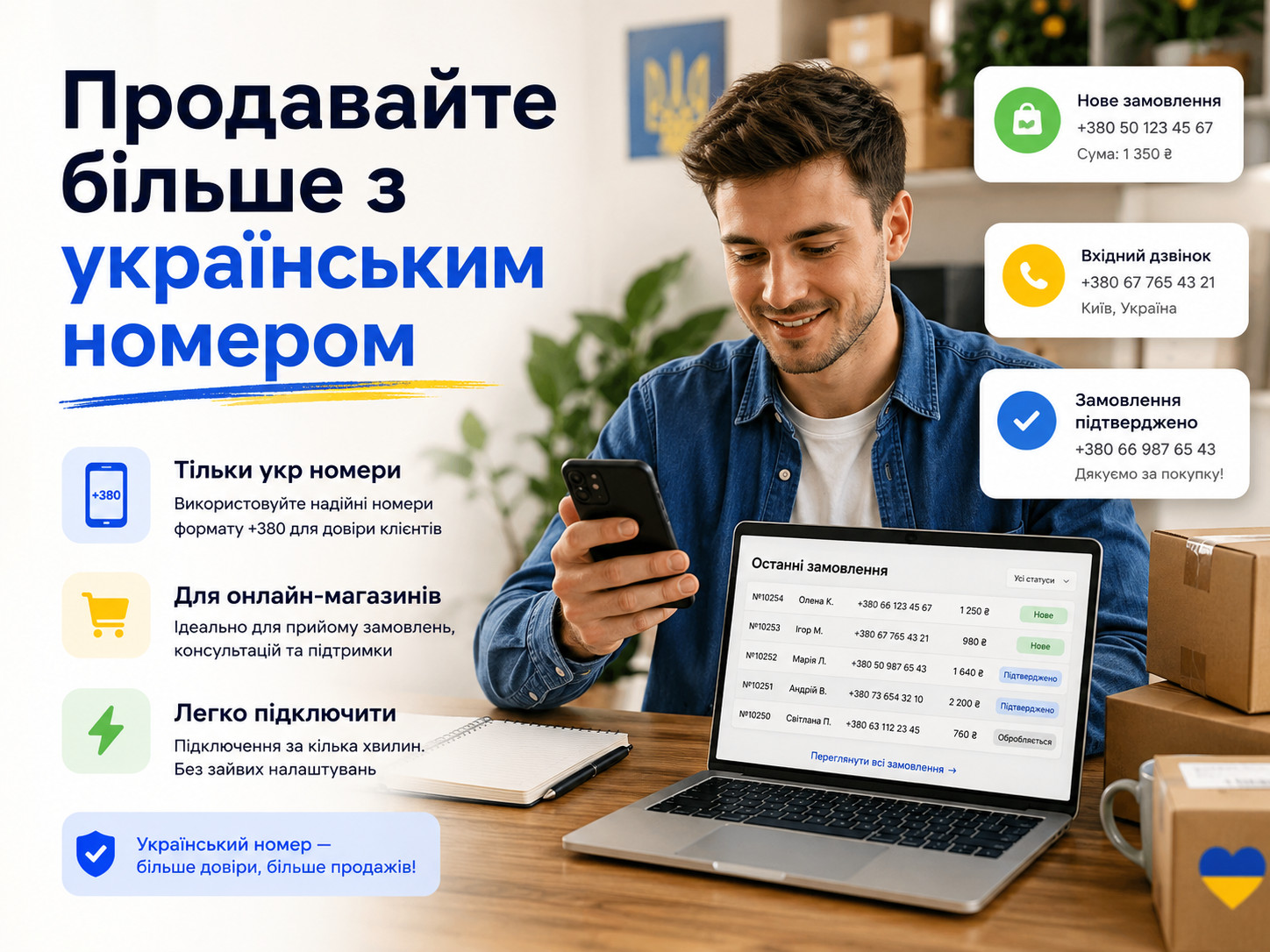 Український номер ShopNumber для прийому дзвінків і замовлень